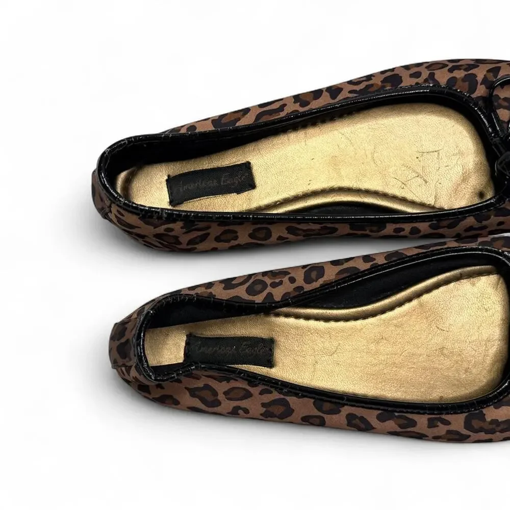 American Eagle Y2K 2000s Leopard print ballet flats with bow detail size 5 1/2